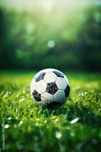 Soccer ball on green grass © BrandwayArt