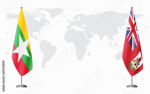  Myanmar and Bermuda flags for official meeting