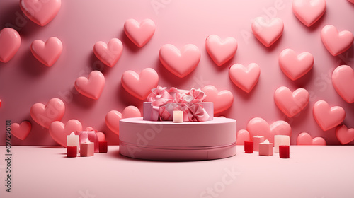 gift box and balloons on a pink background