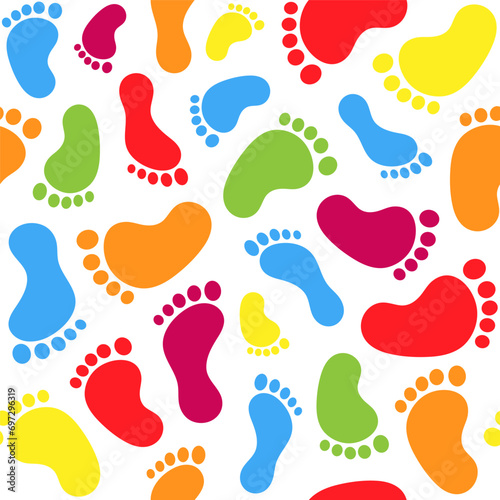 Seamless pattern with human footprints. People feet symbol vector illustration