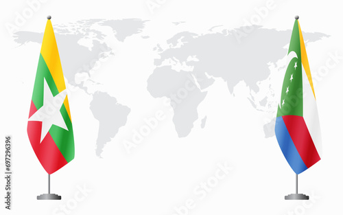  Myanmar and Comoros flags for official meeting