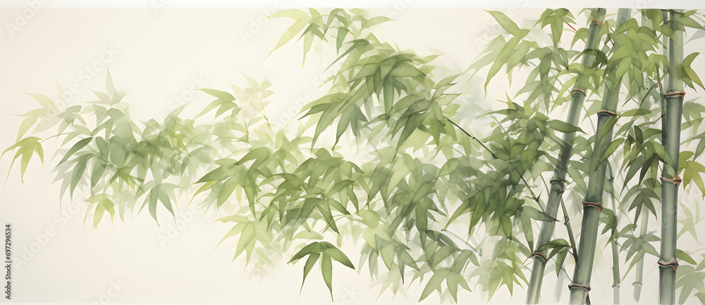 Traditional Chinese painting of bamboo forest