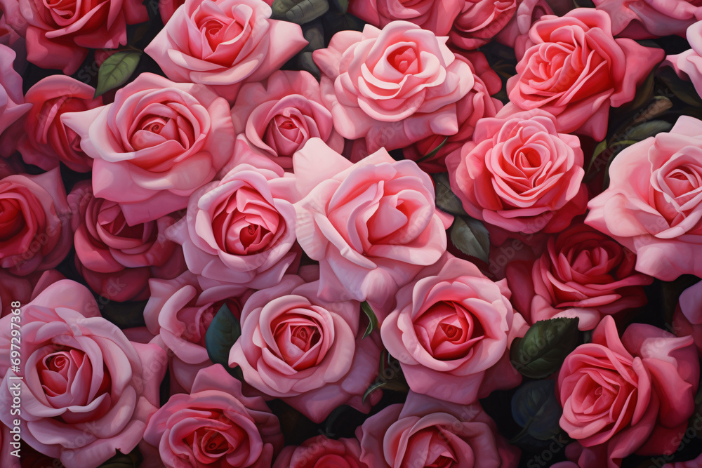 Pink roses top view Pink roses top view