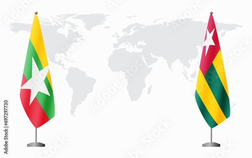  Myanmar and Togo flags for official meeting