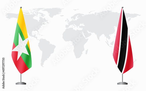  Myanmar and Trinidad and Tobago flags for official meeting