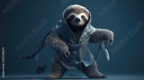 Portrait of a cute Jedi Sloth. Created with Generative AI