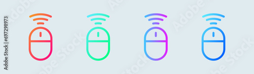 Wireless mouse line icon in gradient colors. Scroll signs vector illustration.