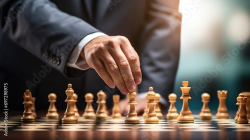 chess battle, victory, success, team leader, teamwork, business strategy, chess gold and silver king surrounded with SILVER and GOLD chess pieces on game competition, generate by AI
