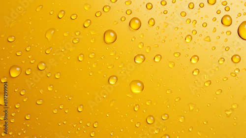 Water drops on a yellow surface, texture background