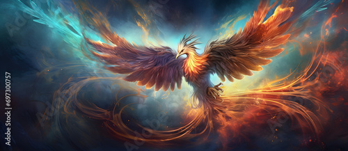 Majestic phoenix in vibrant flight photo