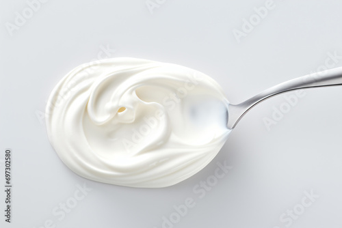 a spoon with a spoonful of whipped cream