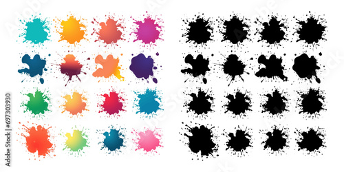  coloured splash paint stains collection