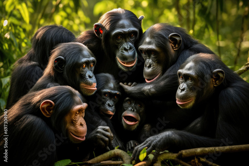 Bonobos our closest primate relatives in their habitat photo