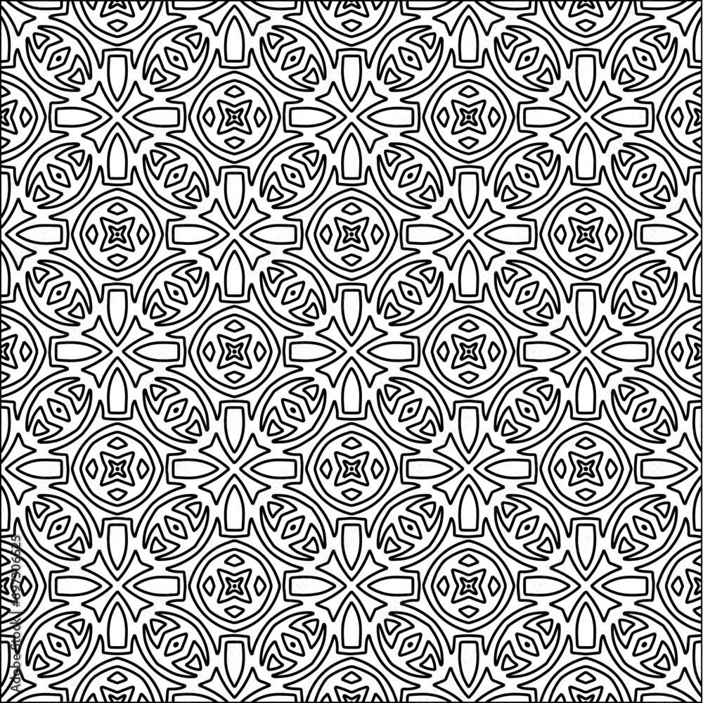 Fototapeta premium Abstract shapes from lines. Vector graphics for design. Black and white color. Simple pattern.