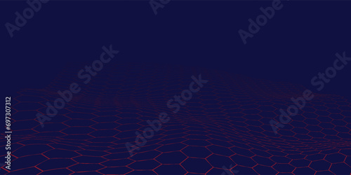 Abstract blue geometric background. Futuristic technology concept background with hexagonal elements. vector illustration © sudi