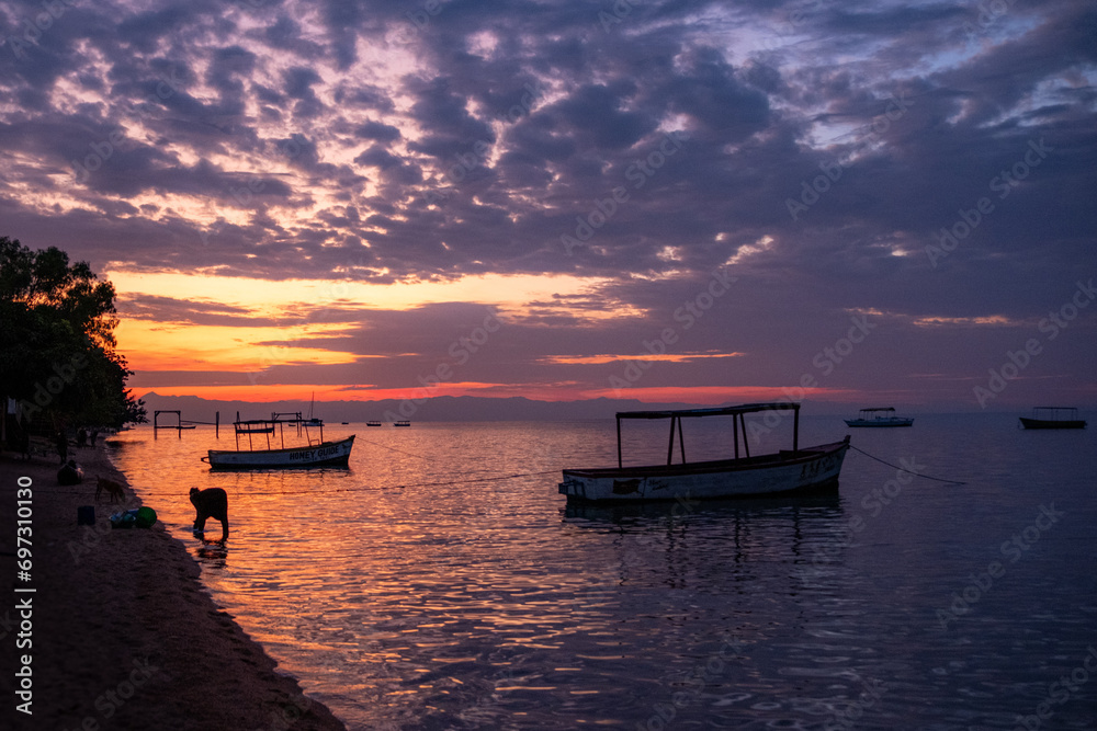 Sunset over Lake Malawi in Cape Maclear, Malawi