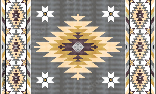 American ethnic native pattern.Traditional Navajo,Aztec,Apache,Southwest and Mexican style fabric pattern.Abstract vector motifs pattern.Design for fabric,clothing,blanket,carpet,woven,wrap,decoration