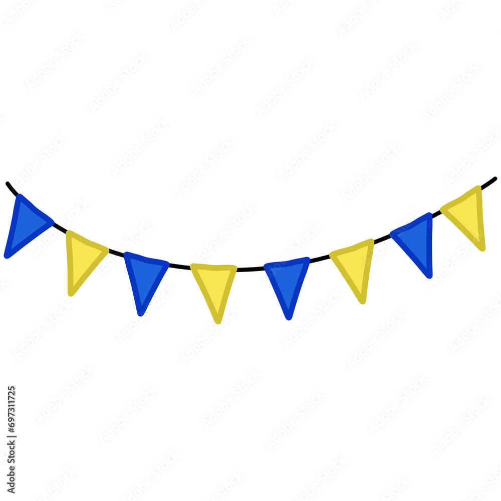 Flag Ribbon Streamer Flags Blue and Yellow Illustration