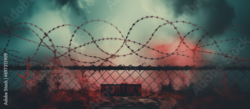 Fence with barbed wire