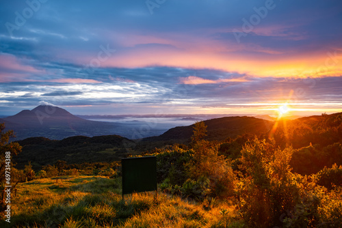 Sunrise from camp on Karisimbi volcano, Rwanda photo