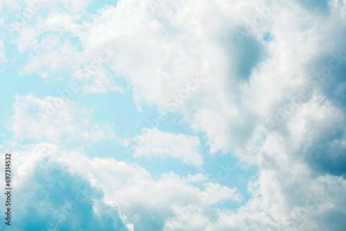 Beautiful large clouds in the sky in spring