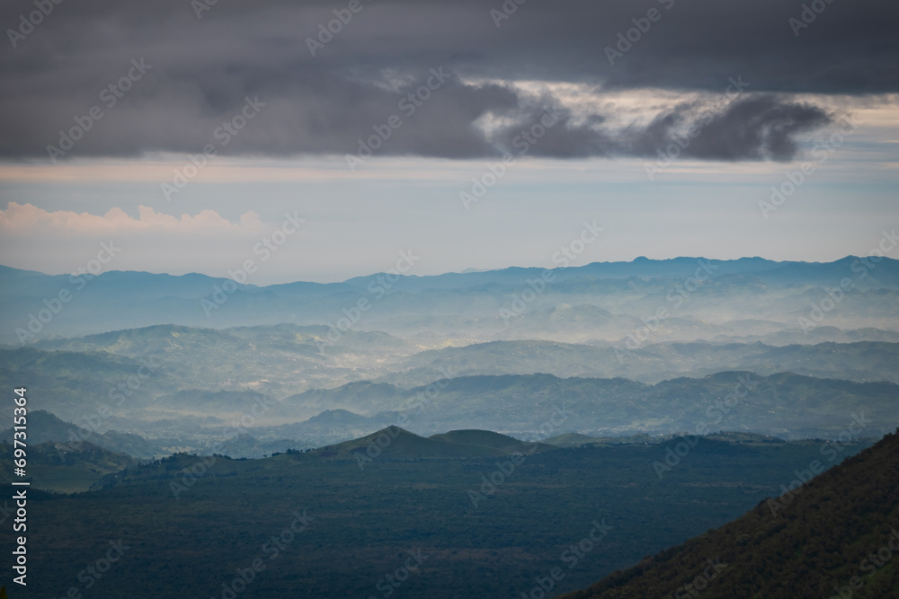 Distant hills from Karisimbi volcano, Rwanda