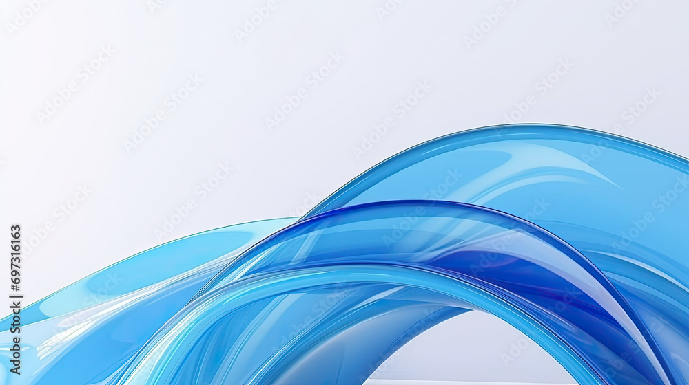Fototapeta premium a close up of a blue and white abstract background with curved lines.3d blue plastic wave. Blue Abstract Digital Wave .Abstract Background Glass Tube Blue Transparent Wave