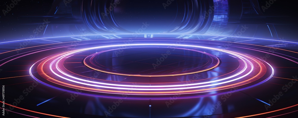 A background of purple and blue striped circle shapes. generative AI A background of purple and blue striped circle shapes. generative AI