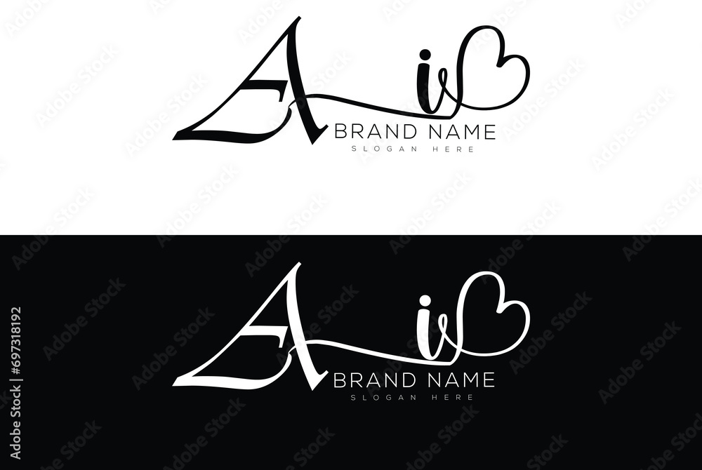 Ai initial handwriting signature logo design lettering - obrazy, fototapety, plakaty 