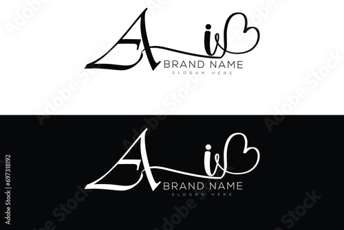 Ai initial handwriting signature logo design lettering photo