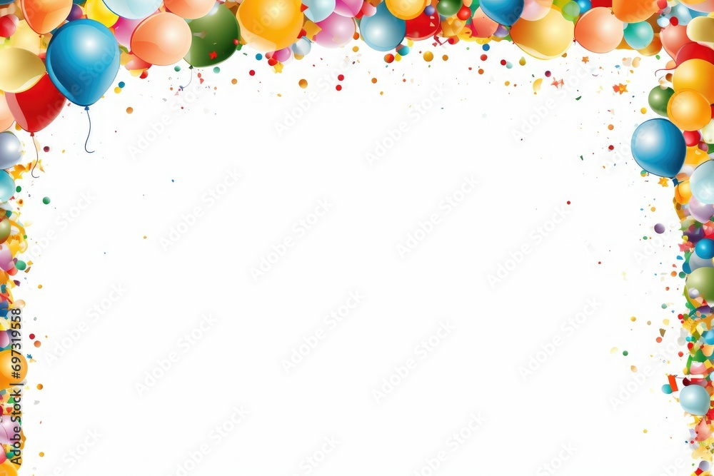 Balloon border on a white background, romantic background , Ai generated
