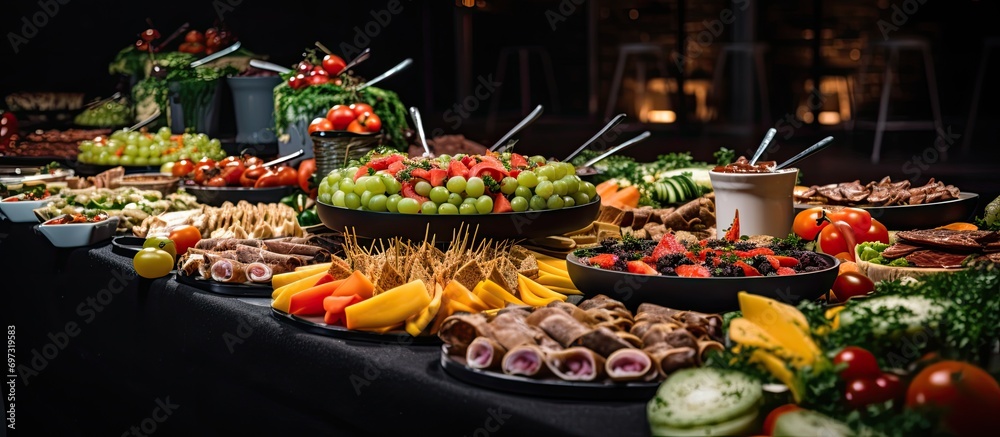 Catering at an event with snacks.