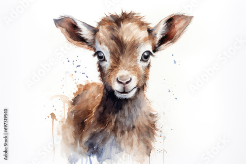 cute baby goat watercolor photo
