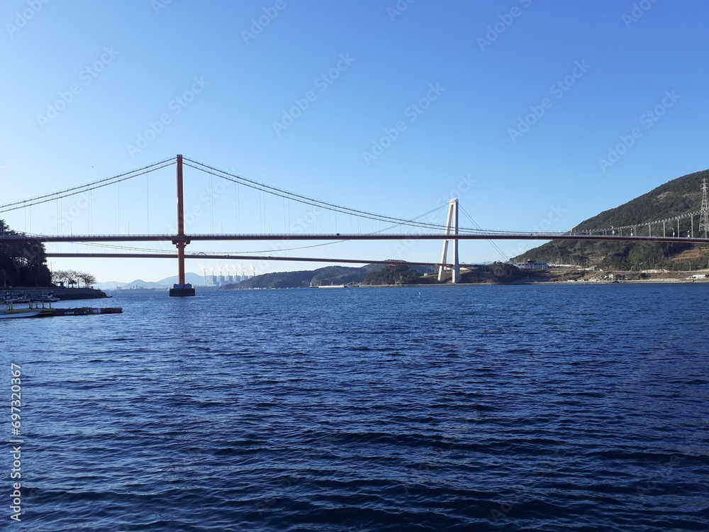 Suspension bridge connecting islands