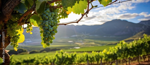 Grapes growing on vines in South Africa. photo