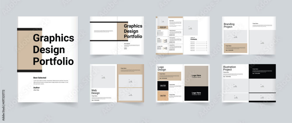 Portfolio layout template or graphics design portfolio template - obrazy, fototapety, plakaty 
