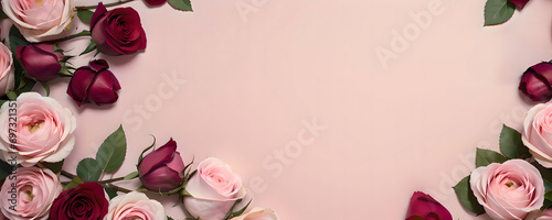 pink roses frame