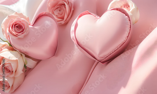 pink roses in a heart shape