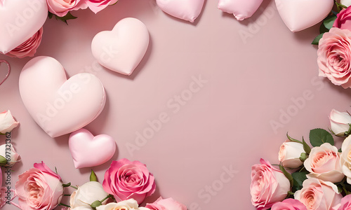 pink roses frame with copyspace