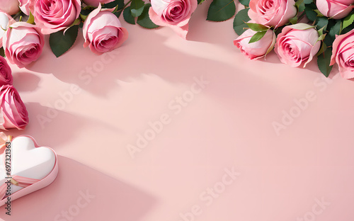 pink roses with card