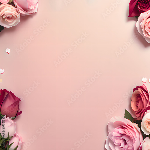 pink roses with card