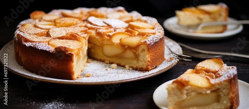 Italian ricotta cake with tart apples. photo