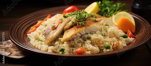 Sweetfish pilaf, a traditional dish from Japan.
