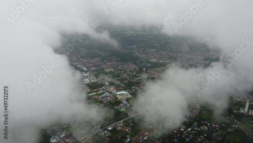 Aerial view of Bukit Mertajam town surrounded by clouds photo