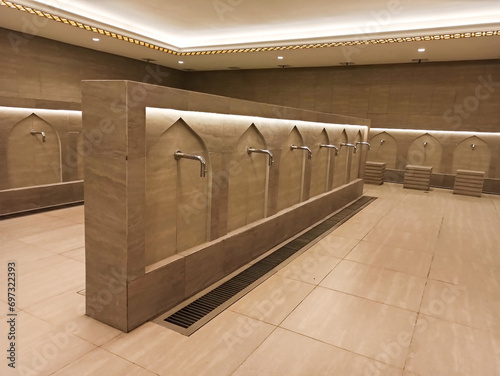 Tempat Wudhu or ablution place at the Sheikh Zayed Mosque, Surakarta, Indonesia. A large cleansing room. photo