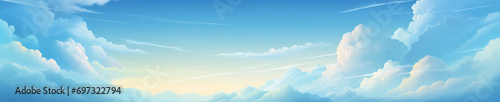 Abstract background with sky clouds, web site header or footer template photo