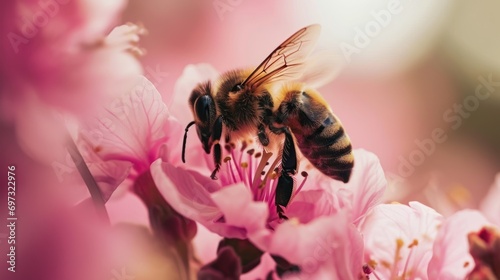 Close-up of a bee pollinating a flower