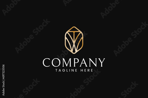 letter T and W with diamond shield shape logo design for boutique, fashion and jewelery company