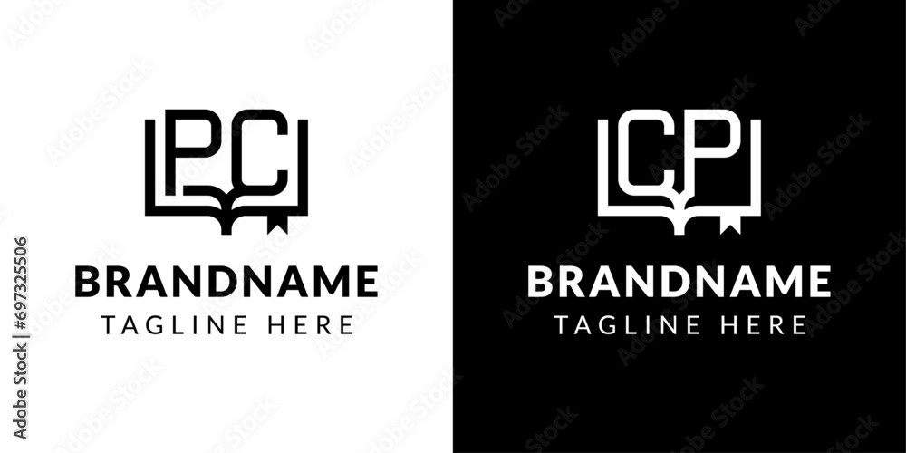 Letter CP and PC Book Logo, suitable for business related to book with CP or PC initials Letter CP and PC Book Logo, suitable for business related to book with CP or PC initials