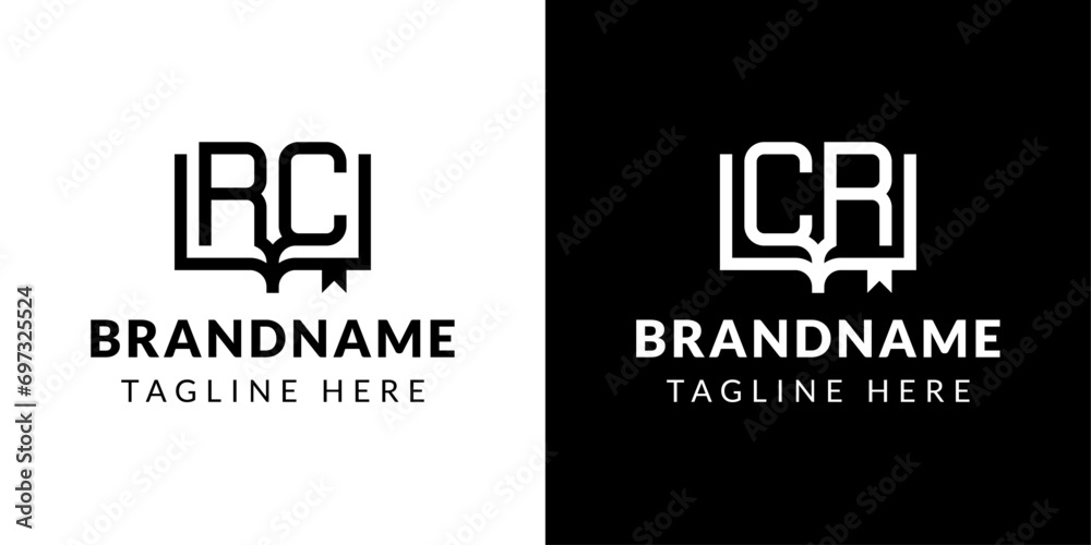 Letter CR and RC Book Logo, suitable for business related to book with CR or RC initials Letter CR and RC Book Logo, suitable for business related to book with CR or RC initials